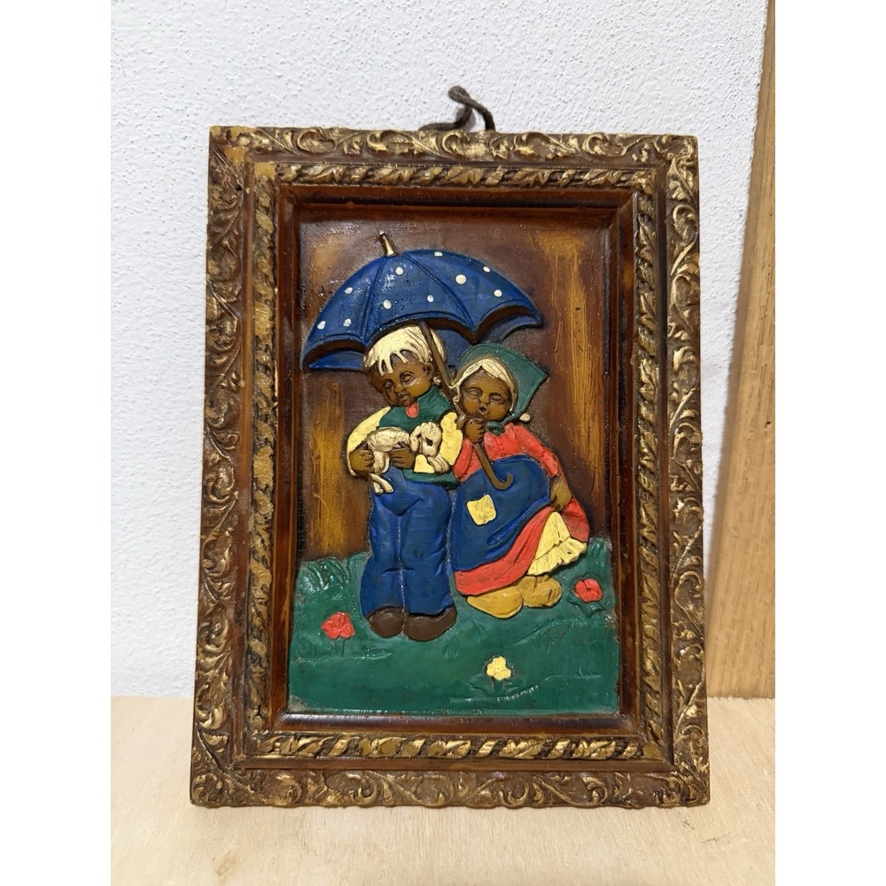 vintage 3D Hummel style wall plaque Made Of Wax